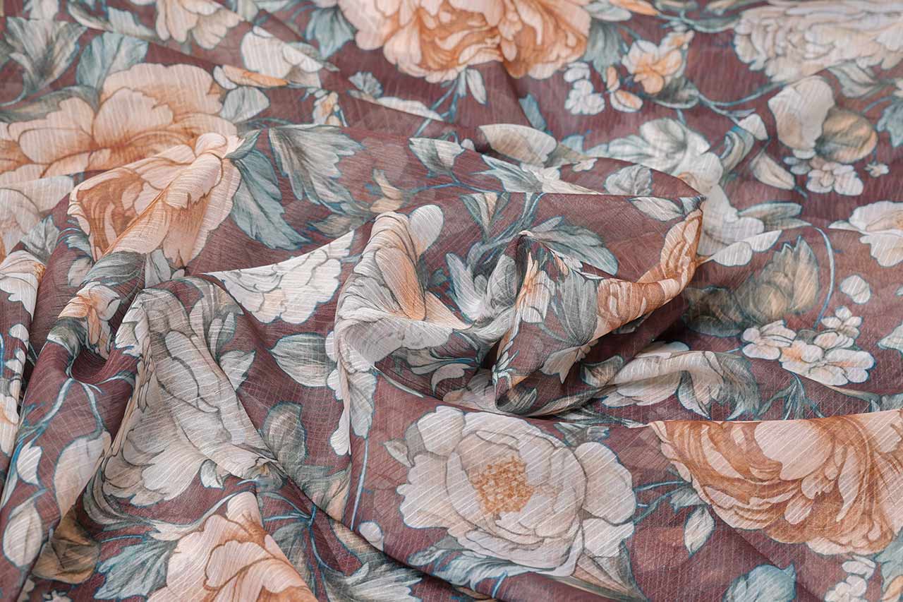 Vintage Rose Garden – Premium Chinon Digital Print Fabric Vintage Rose Garden – Premium Chinon Digital Print Fabric