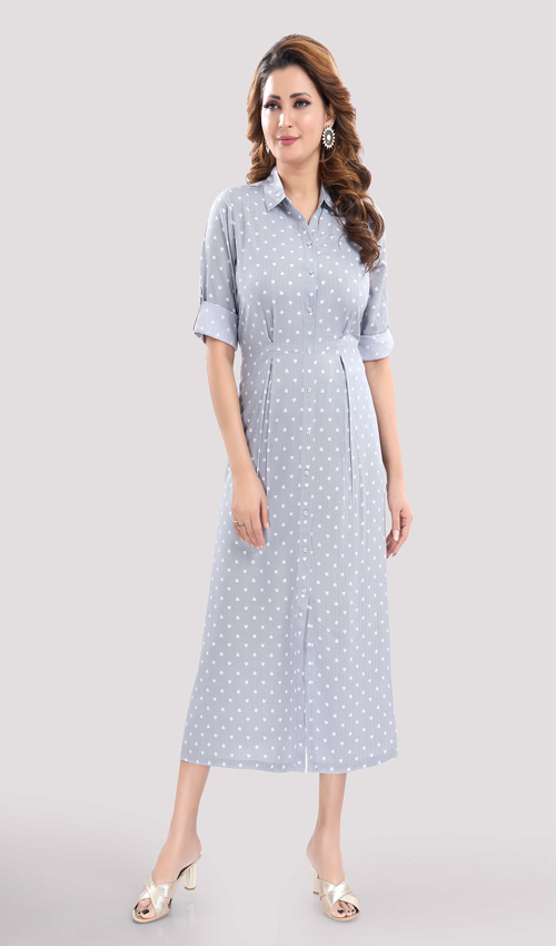 Heart Printed Flared Dress