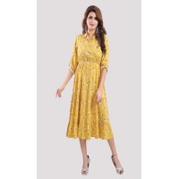 Yellow Floral Flair Dress