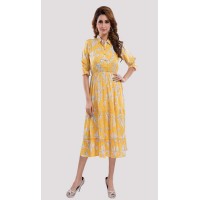 Yellow Printed Flair Dress