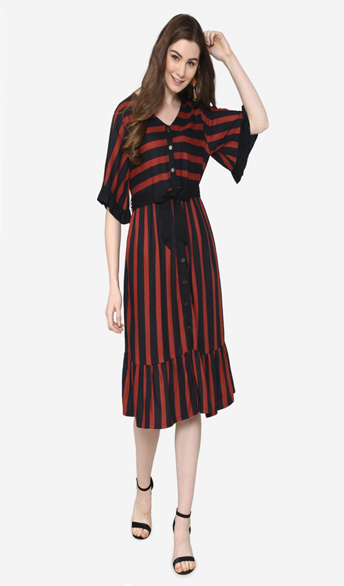 Rayon Striped Dress
