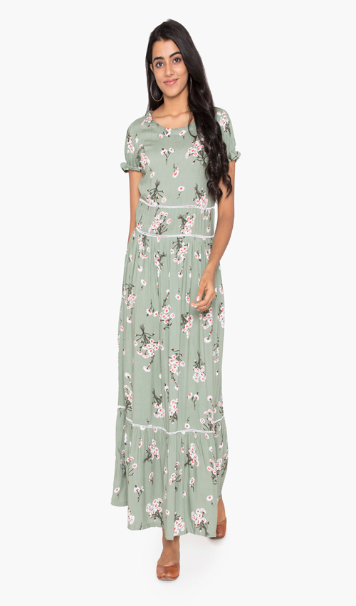Green Floral Maxi Dress