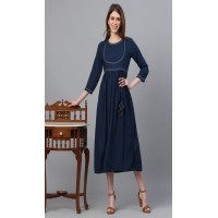 Rayon blue Flare Dress