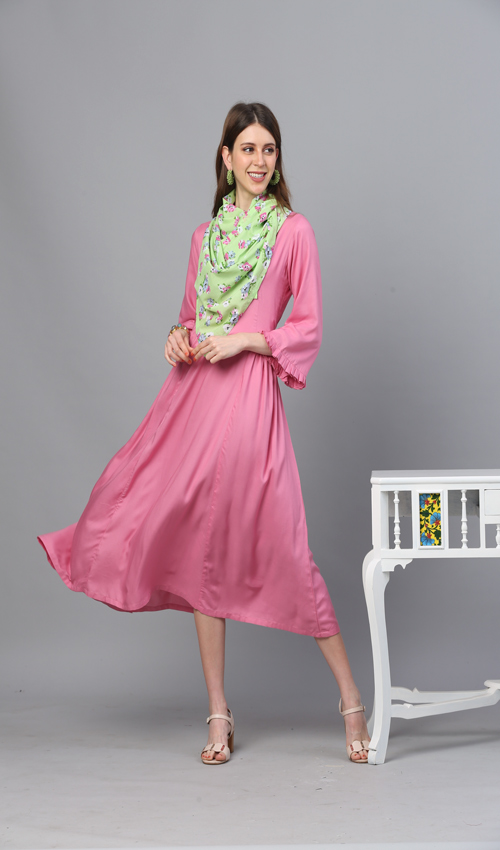 Flared Dress with scarf