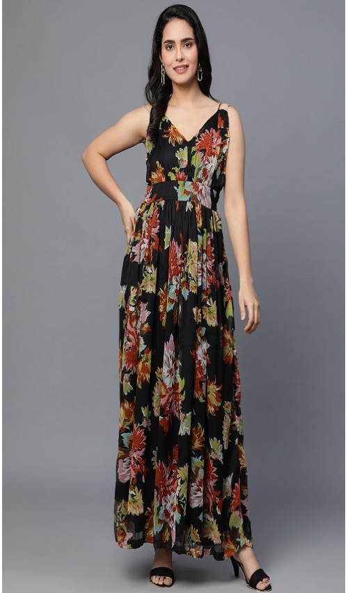 Georgette Flared Printed Dress