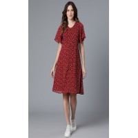 Amazing Maroon shade Printed Dress