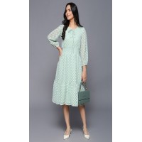 Chiffon Dobby Spot Self Printed Dress