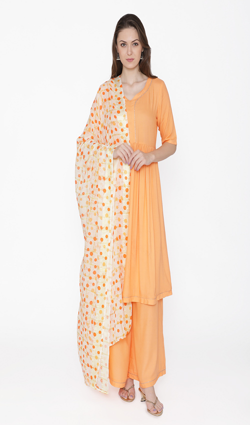 Astonishing Peach shade suit Set