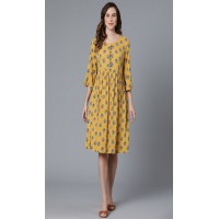 Viscose Yellow Printed Dress