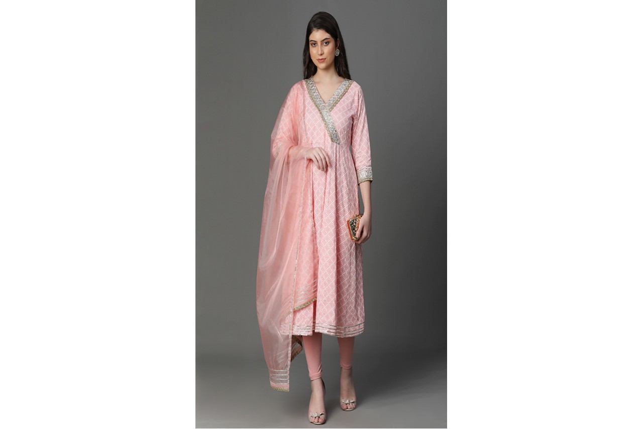 2 piece pink shade Anarkali 