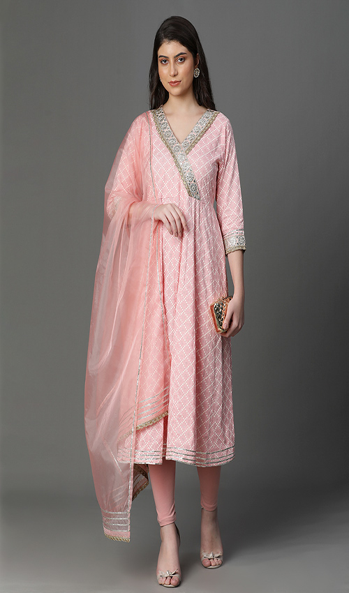 2 piece pink shade Anarkali 