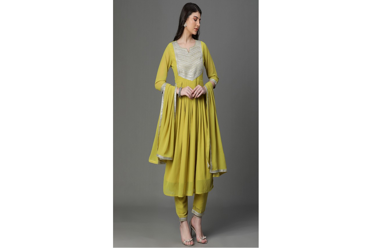 Mehndi shade Anarkali 