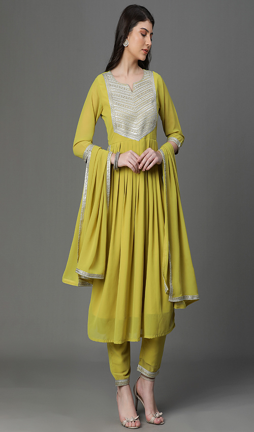 Mehndi shade Anarkali 