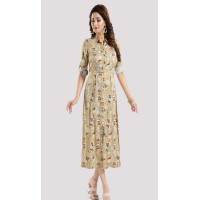 Fawn Floral Printed Flared Dress