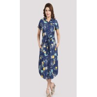 Blue rayon straight Dress