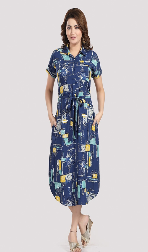 Blue rayon straight Dress