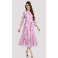 Astonishing pink shade Crepe Dress