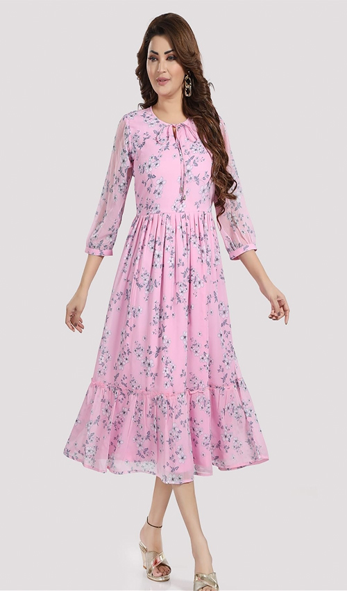 Astonishing pink shade Crepe Dress