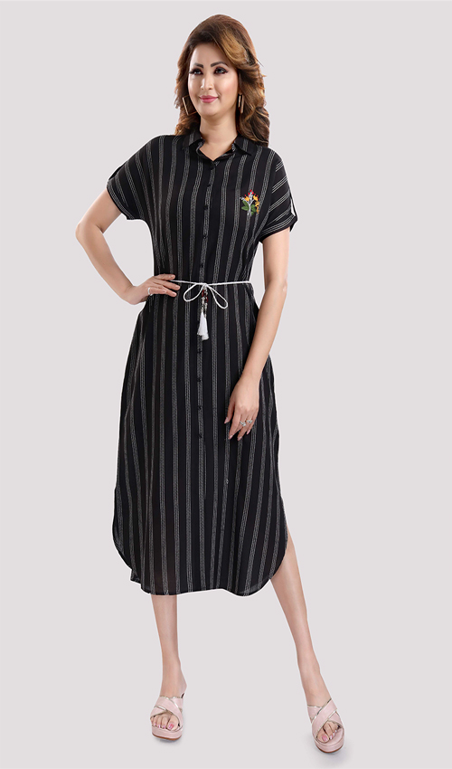 Black Rayon straight Dress