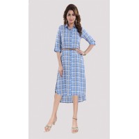 Rayon check straight dress