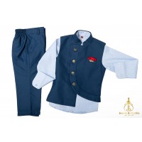 Blue Indo western 3 piece suit
