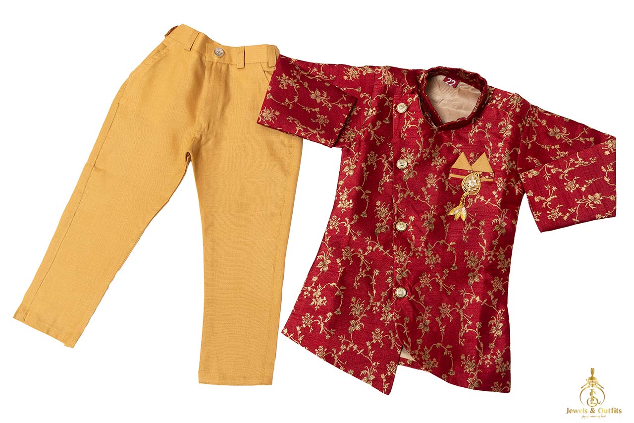 Red sherwani suit set