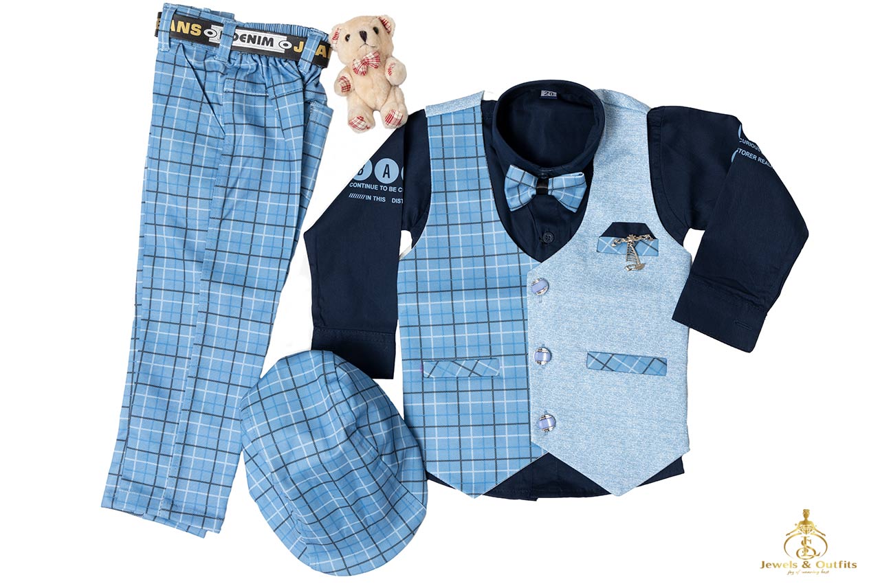 Light blue Kids Suit with cap
