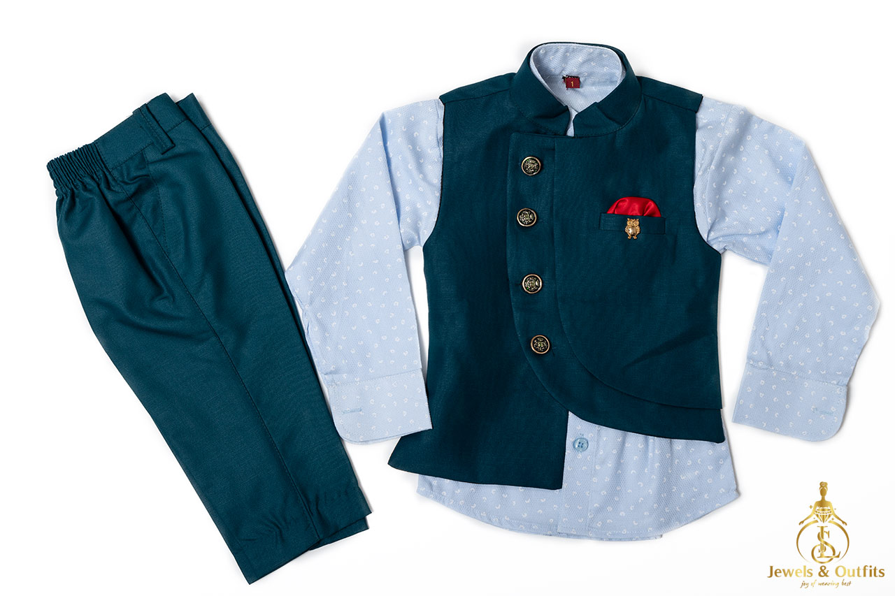 Deep Green Indo western 3 piece suit