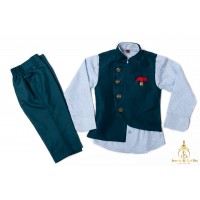 Deep Green Indo western 3 piece suit