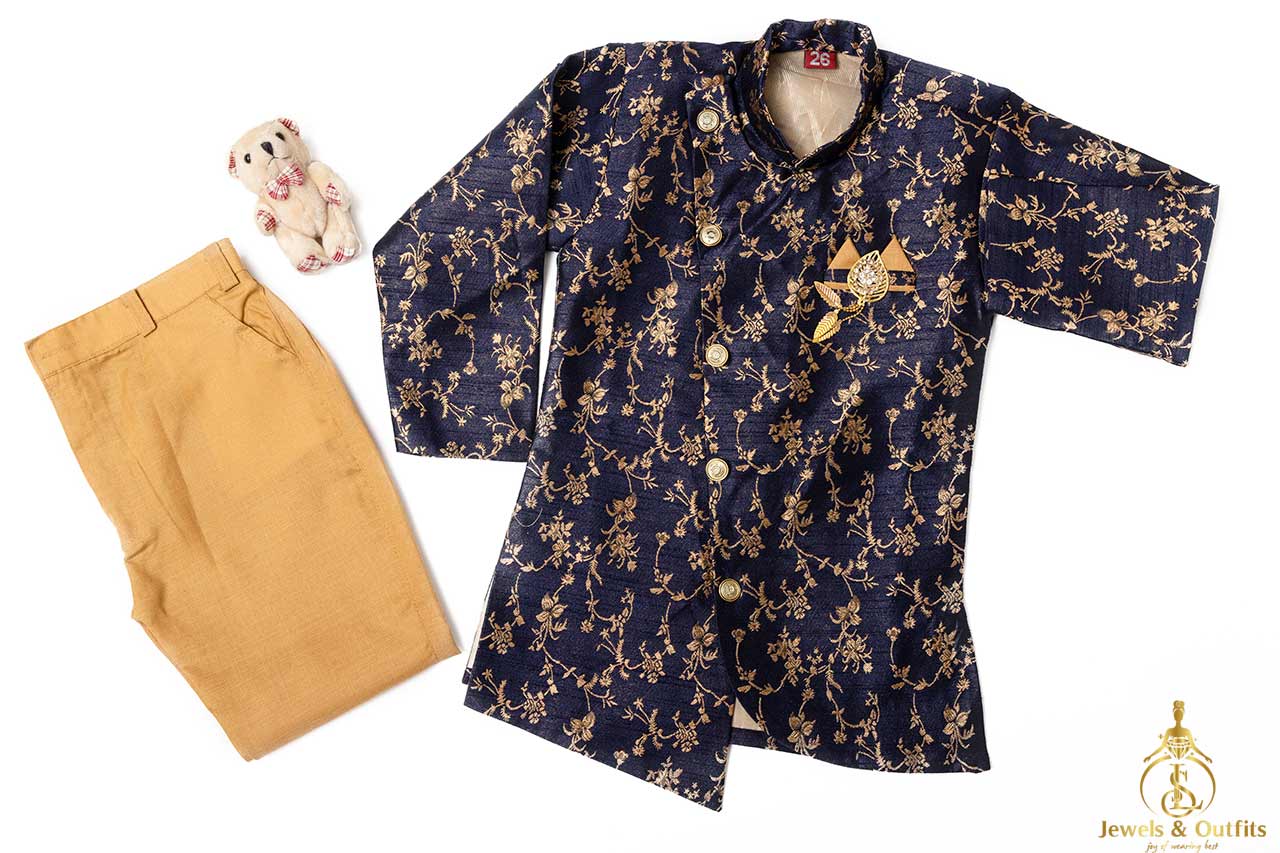 Navy Blue sherwani suit set