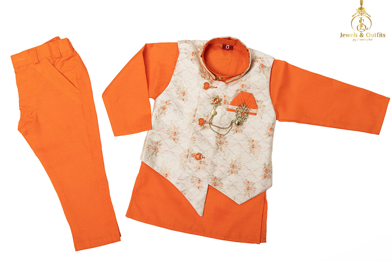 Orange suit set with jacket for kids