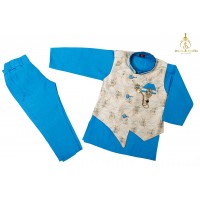 Sky blue kids suit set with jacket