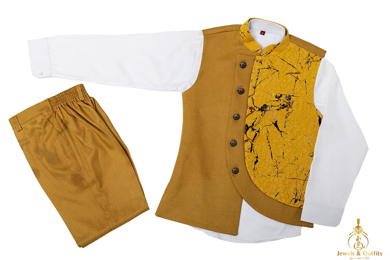 Mustard indo-western set for kids