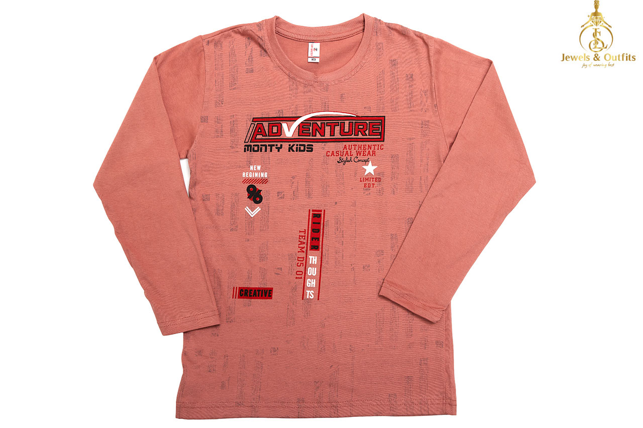 Brownish pink Boy full sleeves T-Shirt