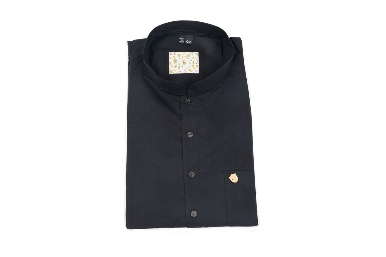 Plain Black mid length kurta 