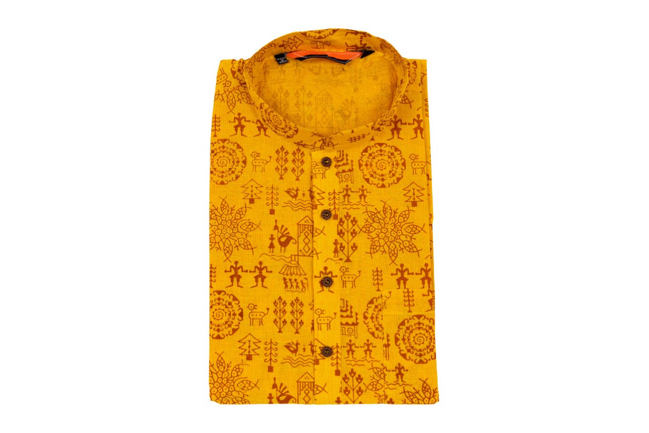 Yellow Cotton short kurta 