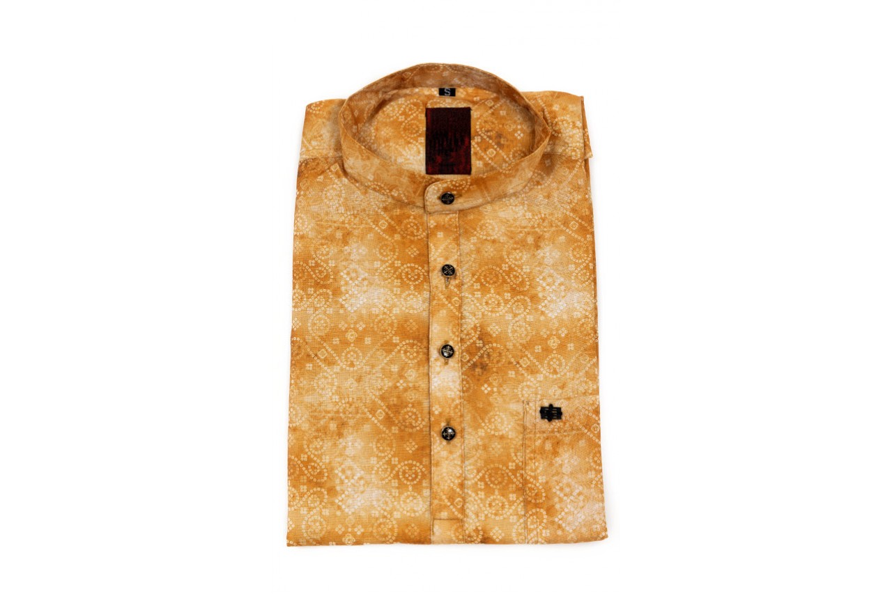Mustard shade shirt length kurta 