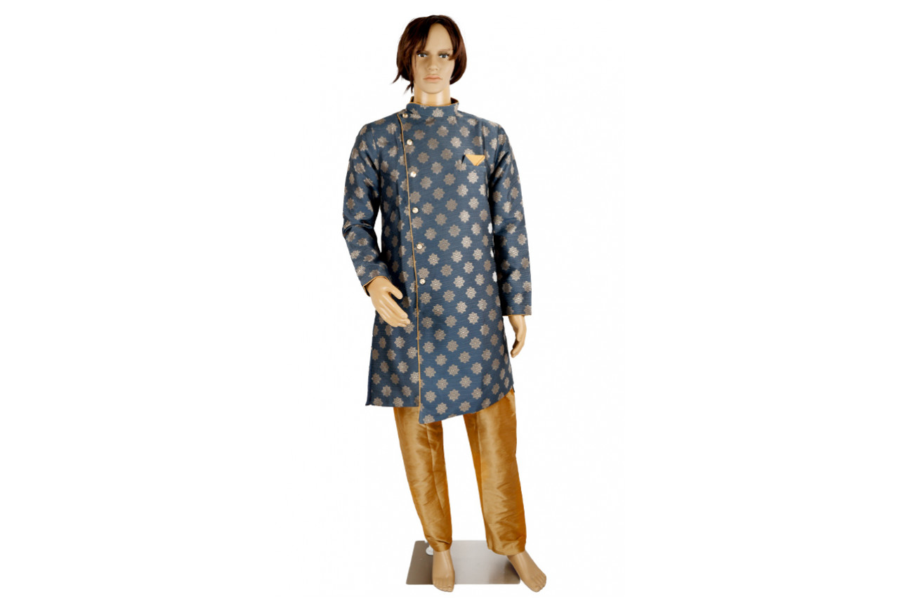 Grey Indo West sherwani set