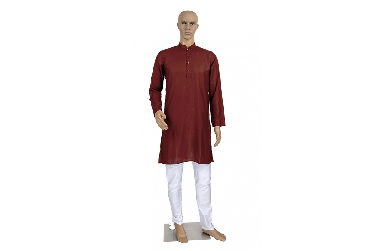 Maroon shade cotton kurta pyjama set