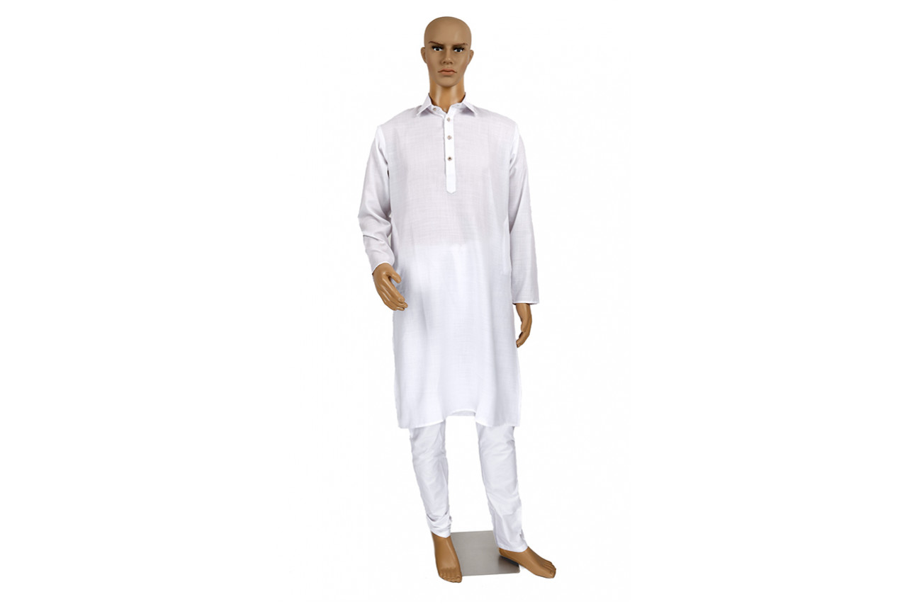 White cotton kurta pyjama set