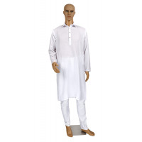 White cotton kurta pyjama set