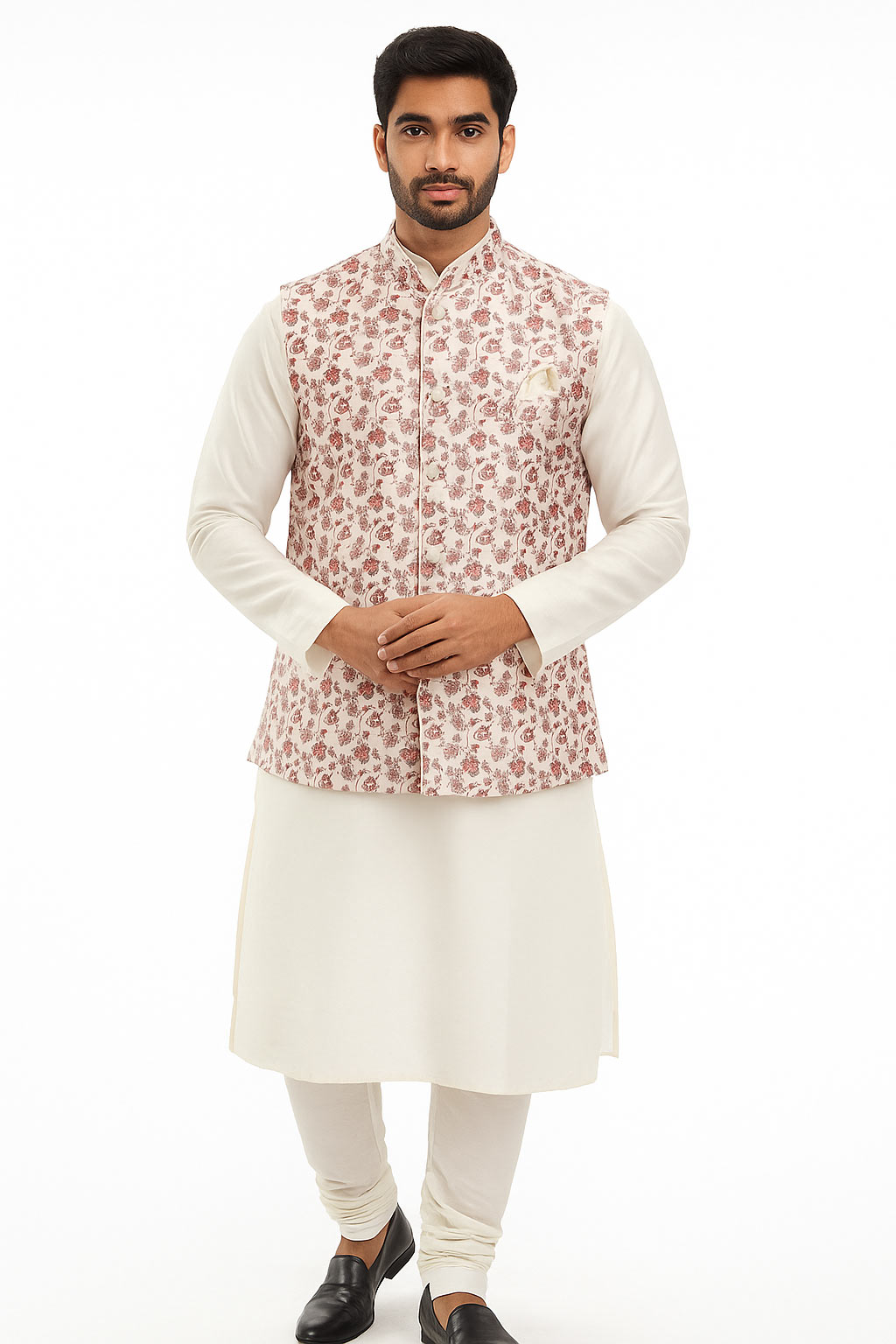 Cream Shade Kurta pyjama set with jacket