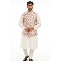 Cream Shade Kurta pyjama set with jacket