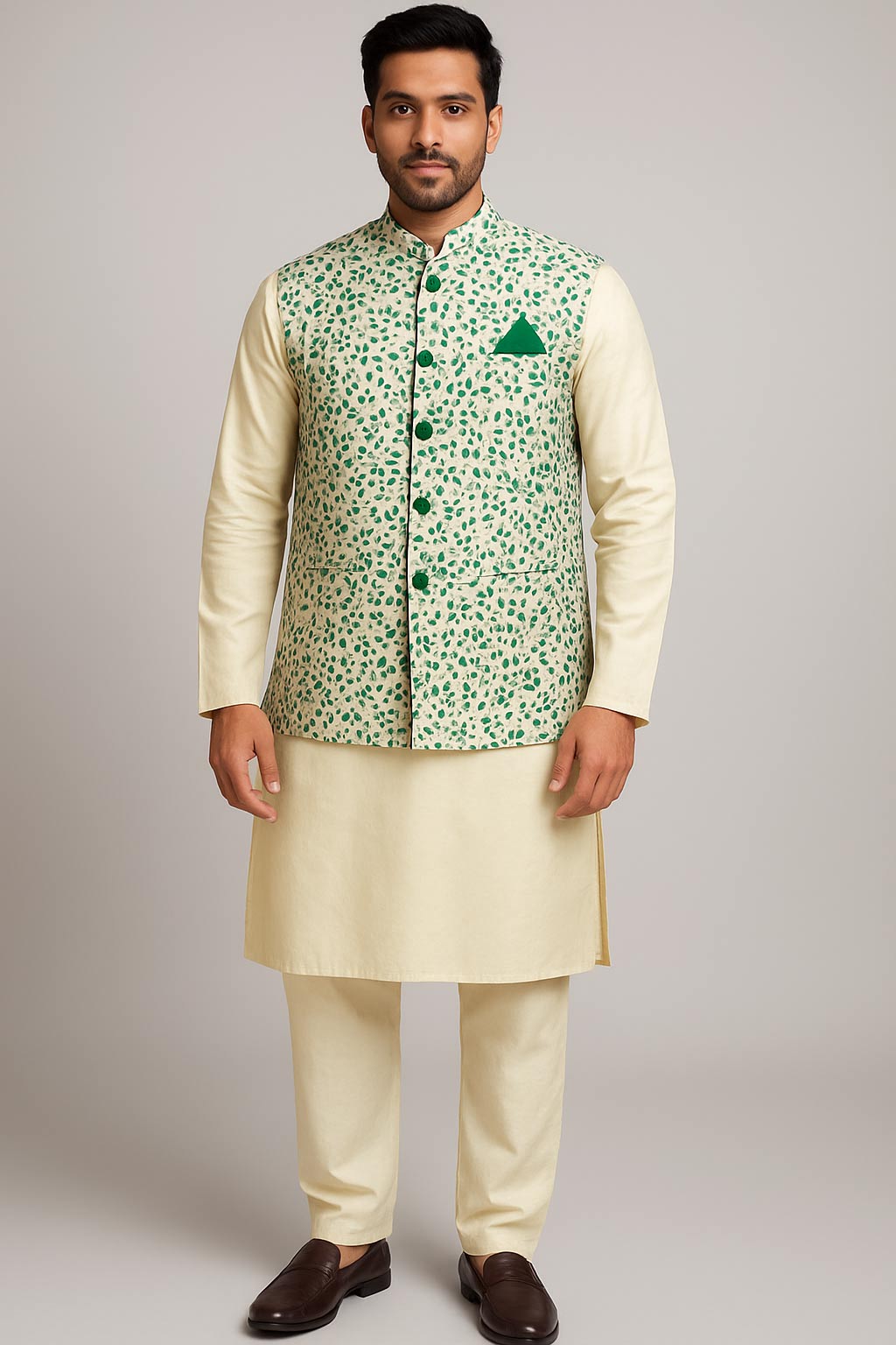 Geometrical Kurta pyjama set with jacket