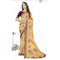 Golden yellow shade floral Saree