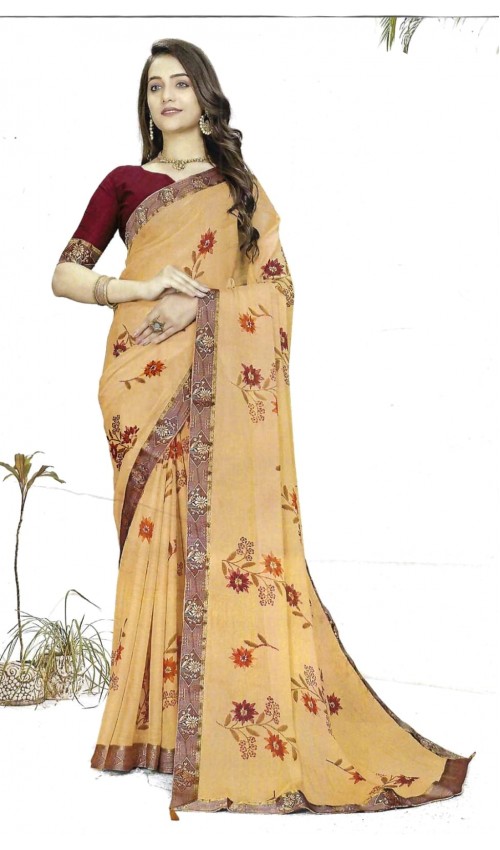 Golden yellow shade floral Saree