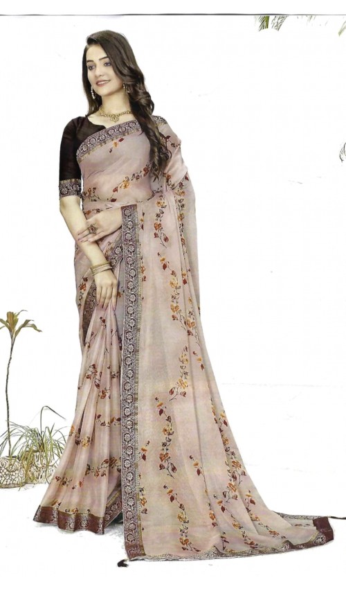 Rosewood shade floral Saree