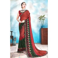 Brown shade Chiffon silk saree