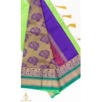 Parrot colour Banarsi silk saree