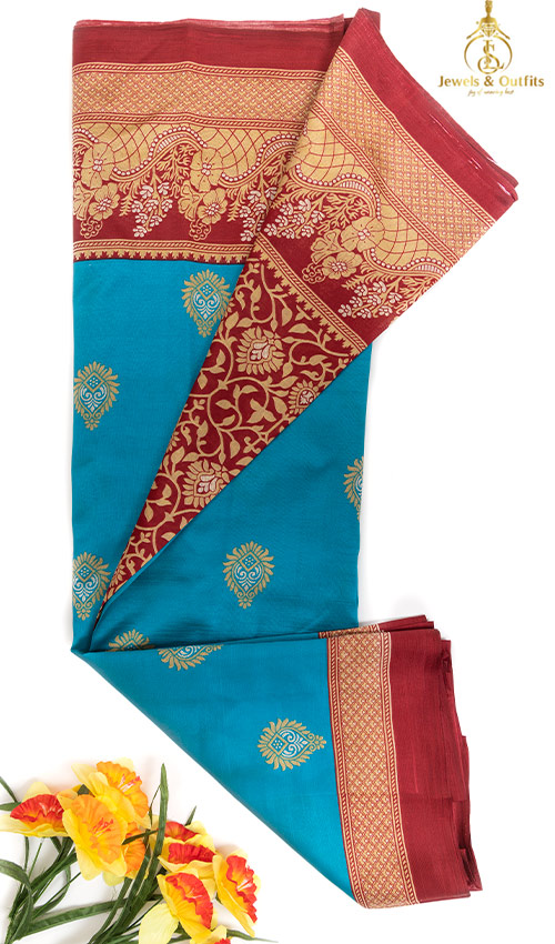 Sky blue silk saree